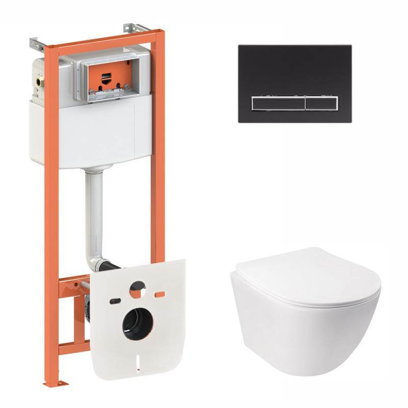 Готове рішення Qtap для ванної кімнати: підвісний унітаз Jay Rimless 520х360х320 + комплект інсталяції Nest 4 в 1 (лінійна клавіша, фото 1