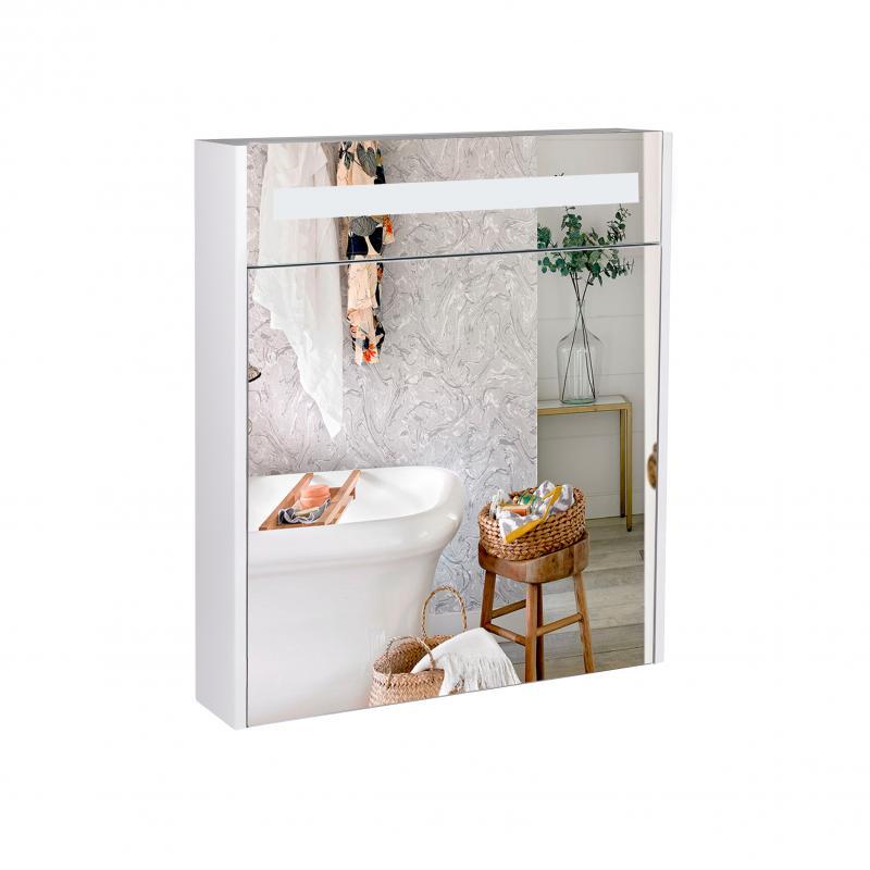 Дзеркальна шафа підвісна Qtap Robin 600х730х145 White з LED-підсвіткою QT1377ZP6001W
