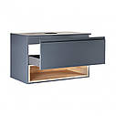 Тумба підвісна Qtap Robin 800х476х470 Graphite/Whitish oak зі стільницею QT1379TPН8002GWO, фото 4