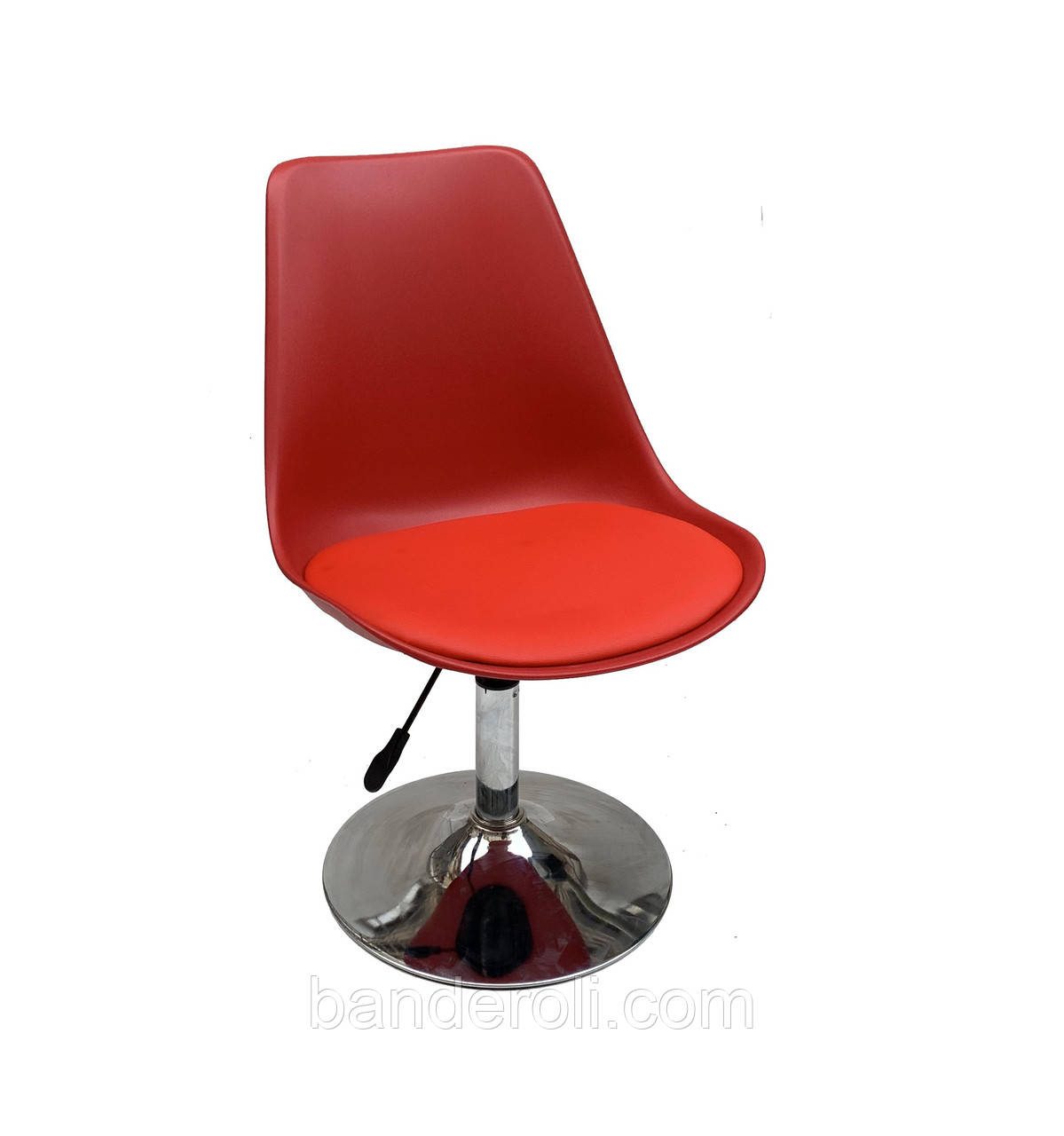 Стілець Albert CH-Base червоний 323 кожзам, хромована опора, поворотне з регулюванням висоти сидіння, фото 1