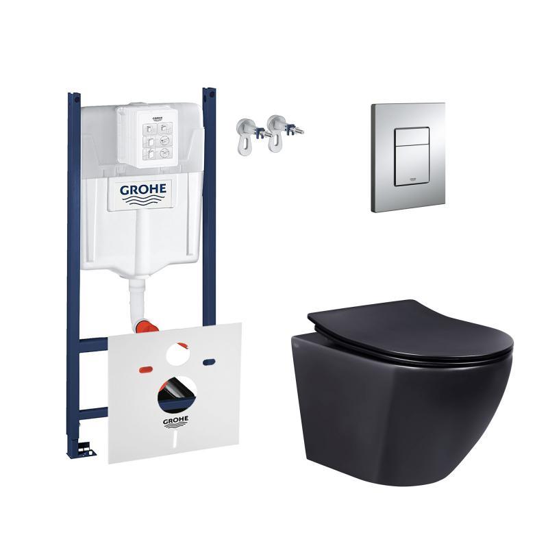 Набір інсталяція 4 в 1 Grohe Rapid SL 3884000G + унітаз з сидінням Qtap Robin QT1333046ERMB