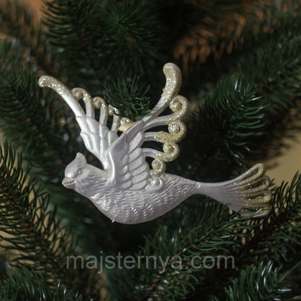 Новорічна прикраса пташка золотиста