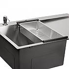 Набір 3 в 1 Qtap кухонна мийка DK6845L 3.0/1.2 мм Satin + сушарка + дозатор для миючого засобу, фото 4