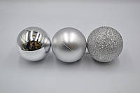 Новогоднее украшение шар микс серебро 6см 1шт