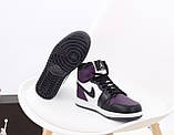 Кросівки зимові з хутром високі N*ke Air Jordan "Білі з чорним з фіолетовим із чорним знаком р.37;42-44, фото 9