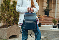 Темно-синій жіночий рюкзак-сумка з натуральної шкіри Tiding Bag - 13286, фото 3