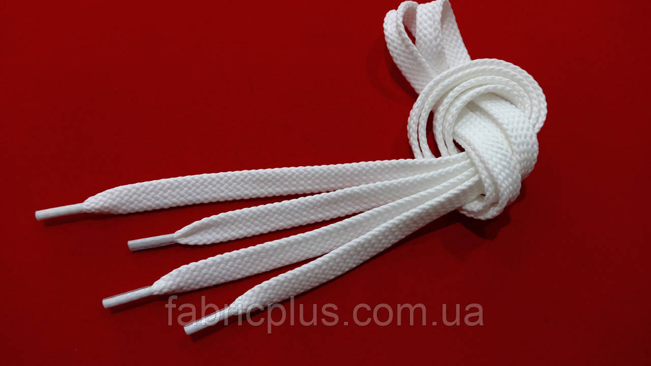 Шнурки плоскі 70 см білі 10 мм