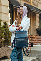 Темно-синій жіночий рюкзак-сумка з натуральної шкіри Tiding Bag - 13286, фото 4