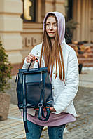 Темно-синій жіночий рюкзак-сумка з натуральної шкіри Tiding Bag - 13286, фото 6