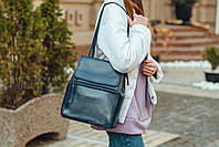 Темно-синій жіночий рюкзак-сумка з натуральної шкіри Tiding Bag - 13286, фото 7