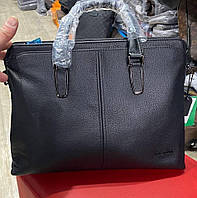 Чоловіча шкіряна сумка Prada Прада чорна, портфель, сумка у відрядження, сумка для ноутбука, брендова сумка