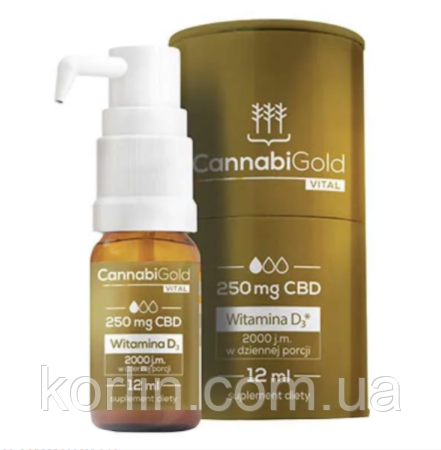 Канабідіол + Вітамін D3 2000 МО12 мл HemPoland CannabiGold Vital 250 CBD + Witamin D3 Польща Доставка з ЄС