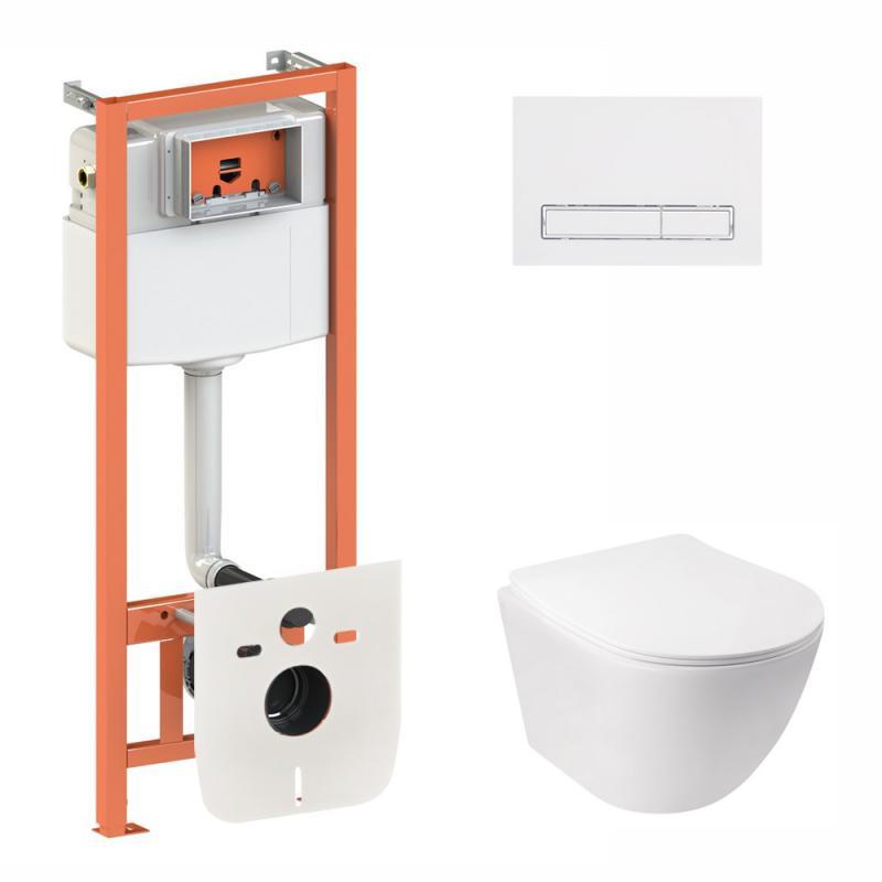 Готове рішення Qtap для ванної кімнати: підвісний унітаз Jay Rimless 520х360х320 + комплект інсталяції Nest 4 в 1 (лінійна