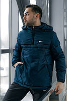 Анорак Nike мужской синий теплый ветровка Найк спортивная осенняя весенняя куртка
