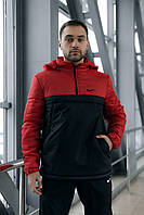 Анорак Nike красный мужской черный теплый ветровка Найк спортивная осенняя весенняя куртка