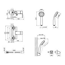 Змішувач для душу Lidz Gloria 010 (з душовим гарнітуром) (k35) LDGLO010CRM35101 Chrome, фото 2