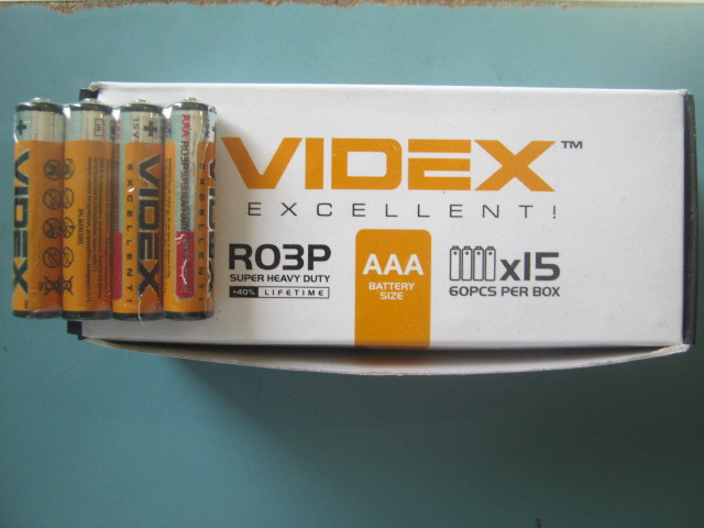 Батарейка сольова Videx R03P/AAA 4 pcs shrink