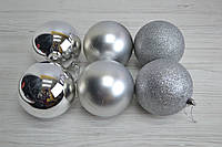 Новогоднее украшение шар микс серебро 10см пачка