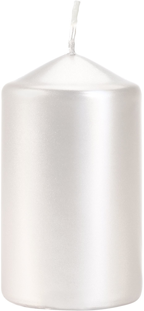 Свічка  циліндр BISPOL біла перламутр 60 х 100 мм, фото 1