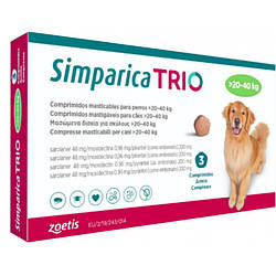 Simparica TRIO - Протипаразитарні жевательгные таблетки від бліх, гельмінтів та кліщів для собак 20-40кг