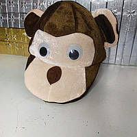 Детский карнавальный маска шапка кепка обезьяна с ушами и глазами меховой 1 шт