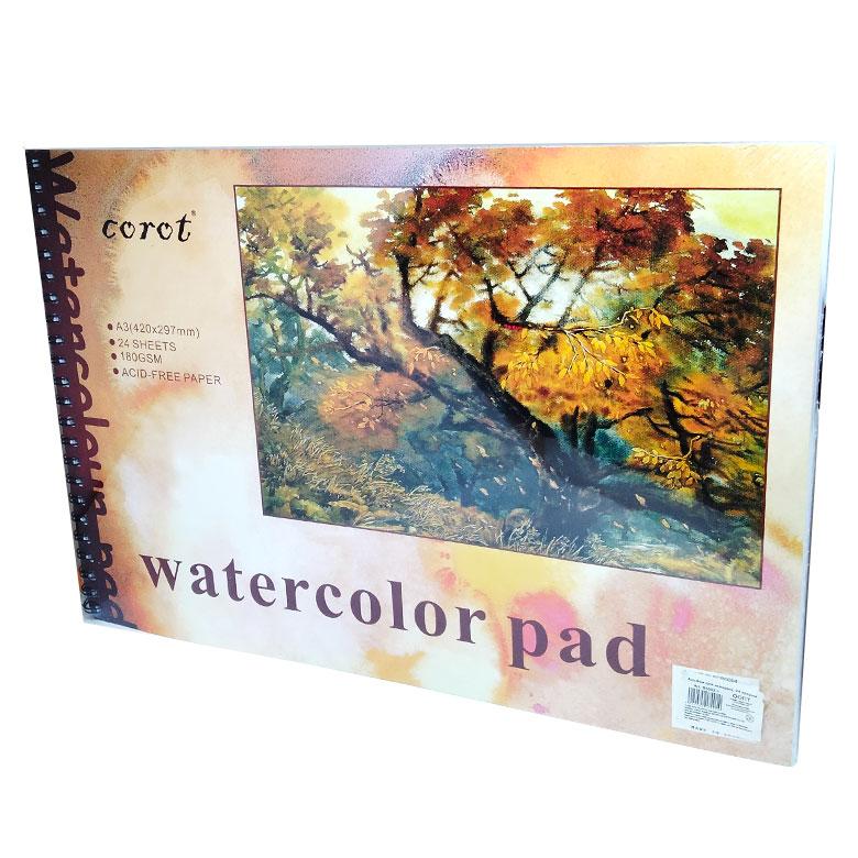 Альбом для акварелі А3 24арк Corot спіраль 180г/м B5502-1/KLSCB0004, фото 1