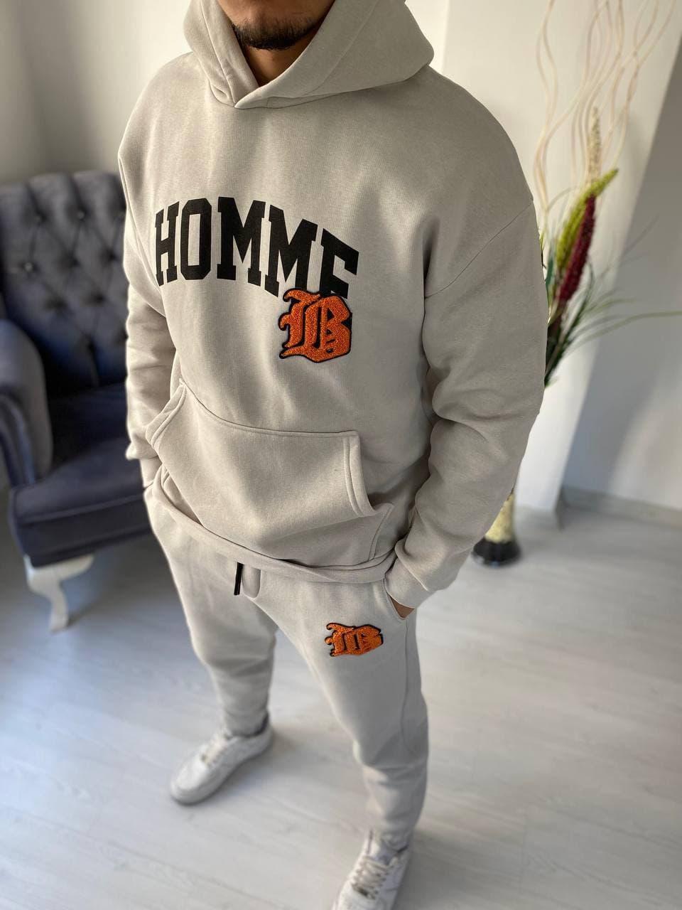 Спортивний костюм чоловічий зимовий з начосом сірий Homme grey