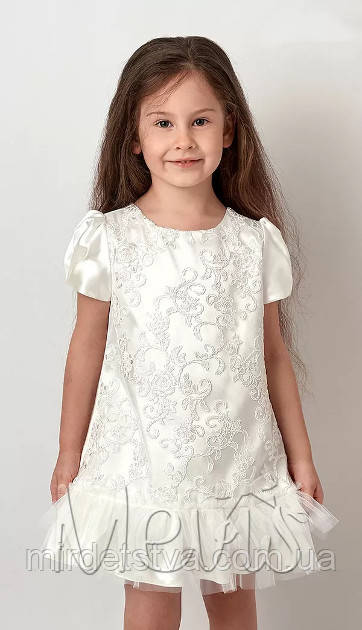 Ошатне дитяче ажурне плаття для дівчинки Mevis біле розмір 98