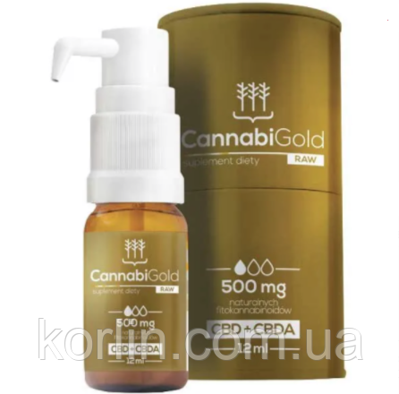 Конопляне Олія 12 мл HemPoland CannabiGold Raw 500 mg CBD + CBDA Польща Доставка з ЄС