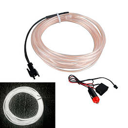 Гнучкий холодний неон, неонова підсвітка салону авто 5м, білий плоский - оригінал