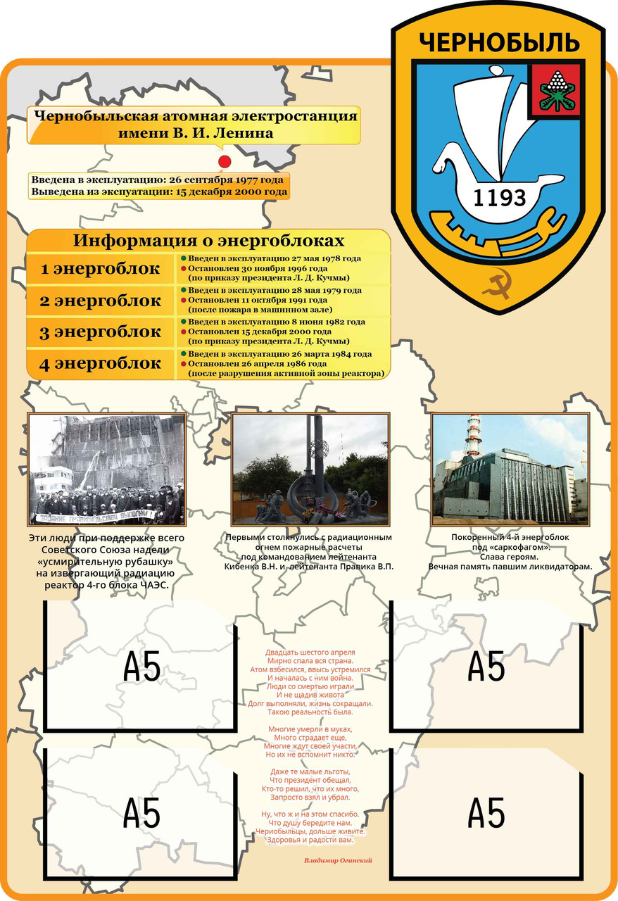 Чорнобиль. Енергоблоки. Стенд пам'яті аварії на ЧАЕС