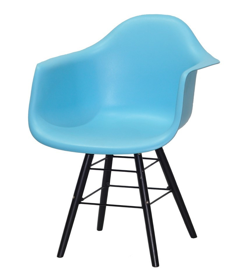Крісло Leon Q-BK блакитний 52, дерев'яні чорні ніжки з посиленими перемичками Eames DAW armchair, в стилі лофт