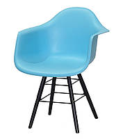 Кресло Leon Q-BK голубой 52, деревянные черные ножки с усиленными перемычками Eames DAW armchair, в стиле лофт