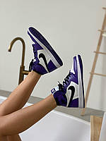 Фиолетовые кроссовки женские Nike Air Jordan 1 Retro Court Purple. Модные кроссы Найк Аир Джордан 1 женские. 38