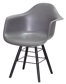 Крісло Leon Q-BK сірий 21, дерев'яні чорні ніжки з посиленими перемичками Eames DAW armchair, в стилі лофт