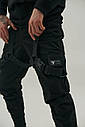 Карго штани (джогери) чоловічі чорні з чорними лямками бренд ТУР модель Кіоші розмір ХС,С,М,Л,ХЛ, фото 8