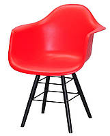 Кресло Leon Q-BK красный 05, деревянные черные ножки с усиленными перемычками Eames DAW armchair, в стиле лофт