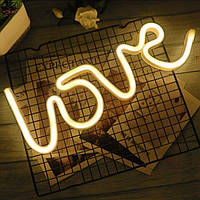 Неоновый ночник-светильник надпись Love LED для комнаты usb + батарейки