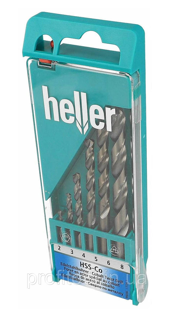 Набір свердел по металу HSS-Cobalt 2/3/4/5/6/8 мм, 6 шт. 17735 Heller, фото 1