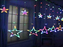 Гірлянда іграшки LED 10 великих зірок прозорий провід (різнобарвна) STAR-12-M