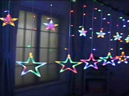Гірлянда іграшки LED 10 великих зірок прозорий провід (синій) STAR-12-B