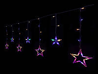 Гірлянда на свята новий рік 10 великих зірок (різнокольоровий) STAR-12-M (прозорий провід)