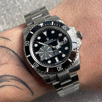 Годинник Rolex Submariner AAA Date Silver-Black преміального ААА класу