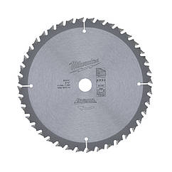 Диск пиляльний MILWAUKEE 165х2,6х20 мм; Z 24; дерево; ДСП; фанера; пластик; гіпсокартон; шлакобетон.