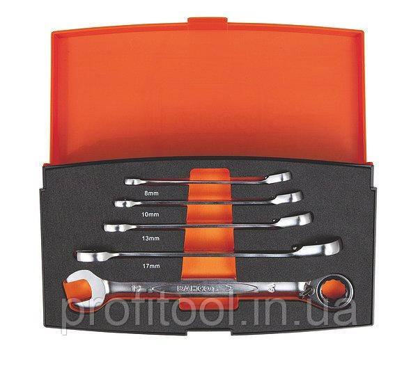 Набір комбінованих ключів BAHCO з храповиком 8-19мм(5шт) кейс (1RM\S5), фото 1