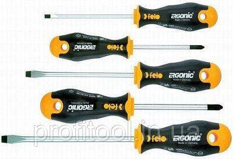 Набір викруток FELO ERGONIC; 4,0х100 / 5,5х125 / 6,5х150 / Ph1x80 / Ph2x100; CrMoV сталь; хром. (40095118), фото 1