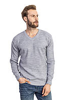 Чоловічий светр світло-сірий колір тонкий із круглим коміром