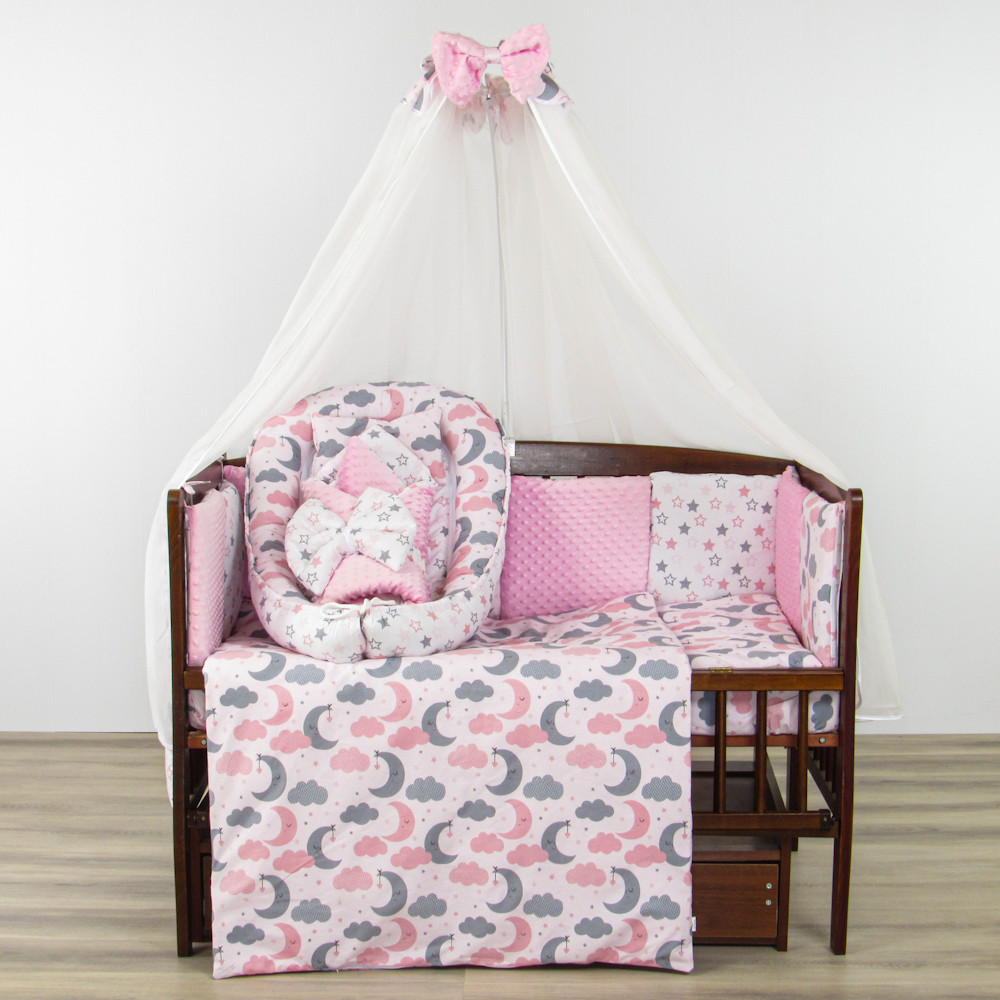 Комплект в кроватку 6 предметов Сонный час розовый - фото 8 - id-p1537033486
