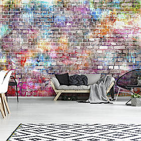 Флізелінові фото шпалери під цеглу 312x219 см Різнокольорові (13041VEXXL)+клей