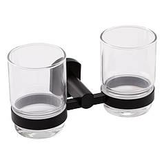 Склянка з тримачем Qtap Liberty настінна подвійна QTLIBBLM1155 Black